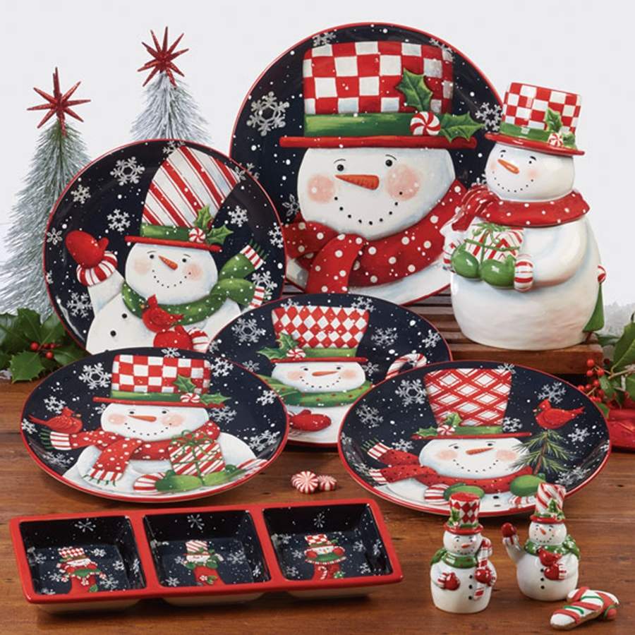 Candy Cane Snowman Dinner Plate by Certified International-1