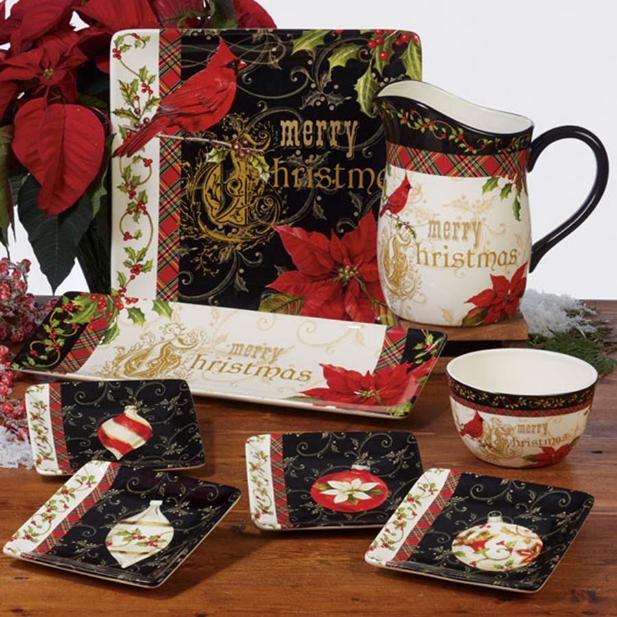 Poinsettia Square Canape Plate by Certified International-1