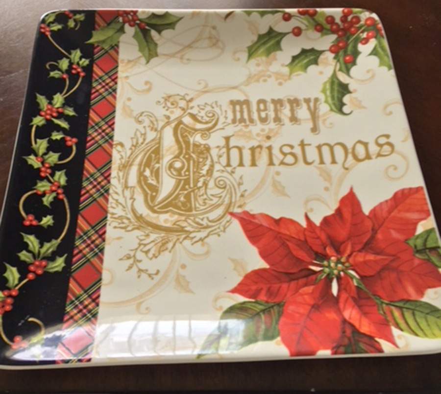 Poinsettia Square Dinner Plate by Certified International-1