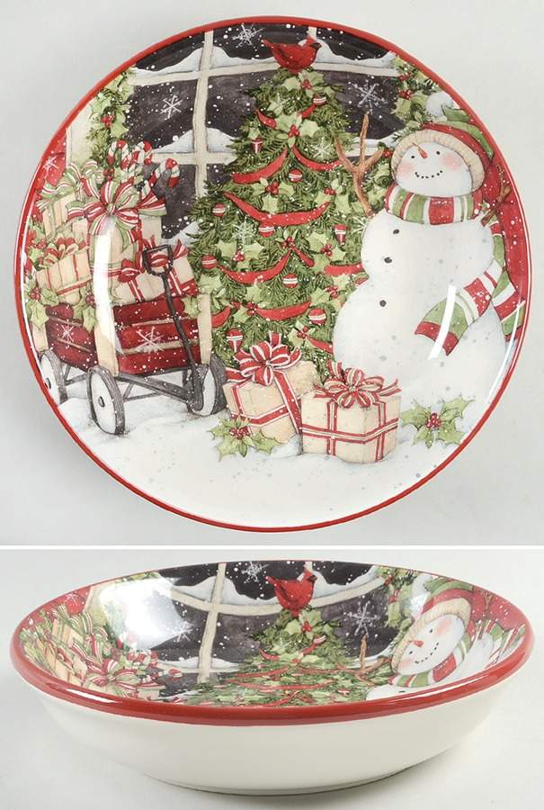 Snowman's Sleigh 9" Soup/Pasta Bowl by Certified International-1