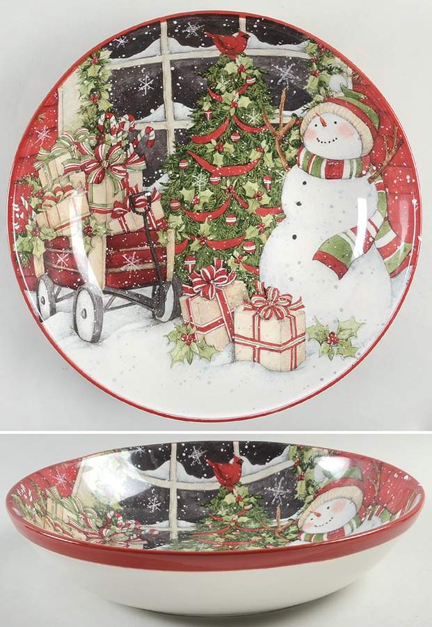Snowman's Sleigh 13" Pasta Serving Bowl by Certified International-1
