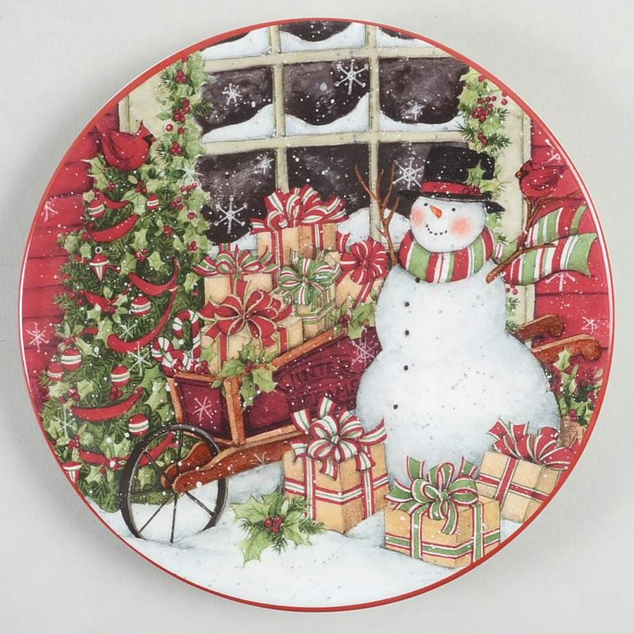 Snowman's Sleigh Canape Plate by Certified International-1