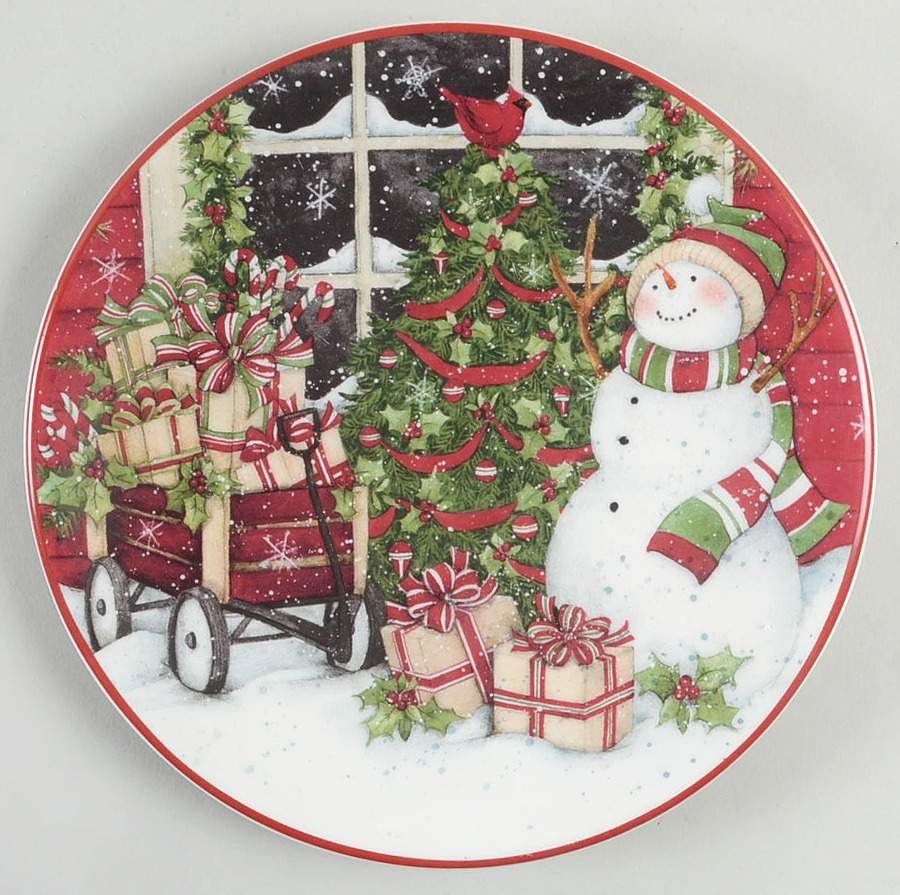 Snowman's Sleigh Canape Plate by Certified International-1