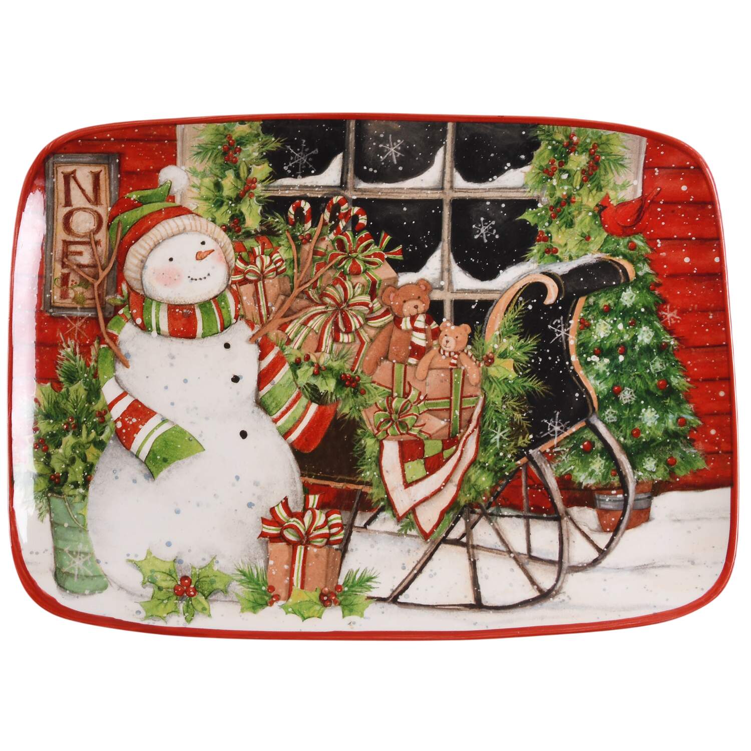 Snowman's Sleigh 14" Rectangular Serving Platter by Certified International-1