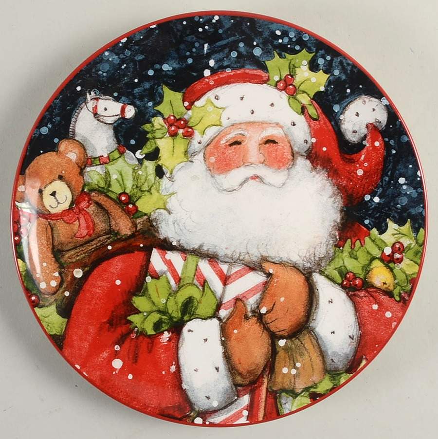 Snowy Night Santa Salad/Dessert Plate by Certified International-1
