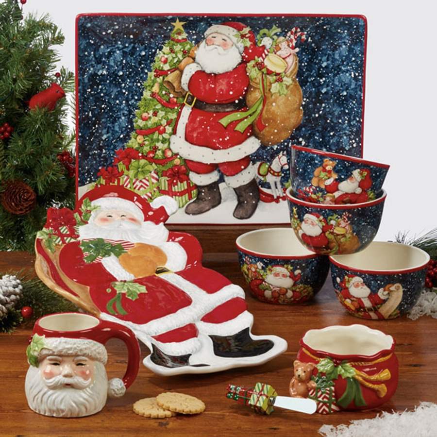 Snowy Night Santa 17" Figural Platter by Certified International-1