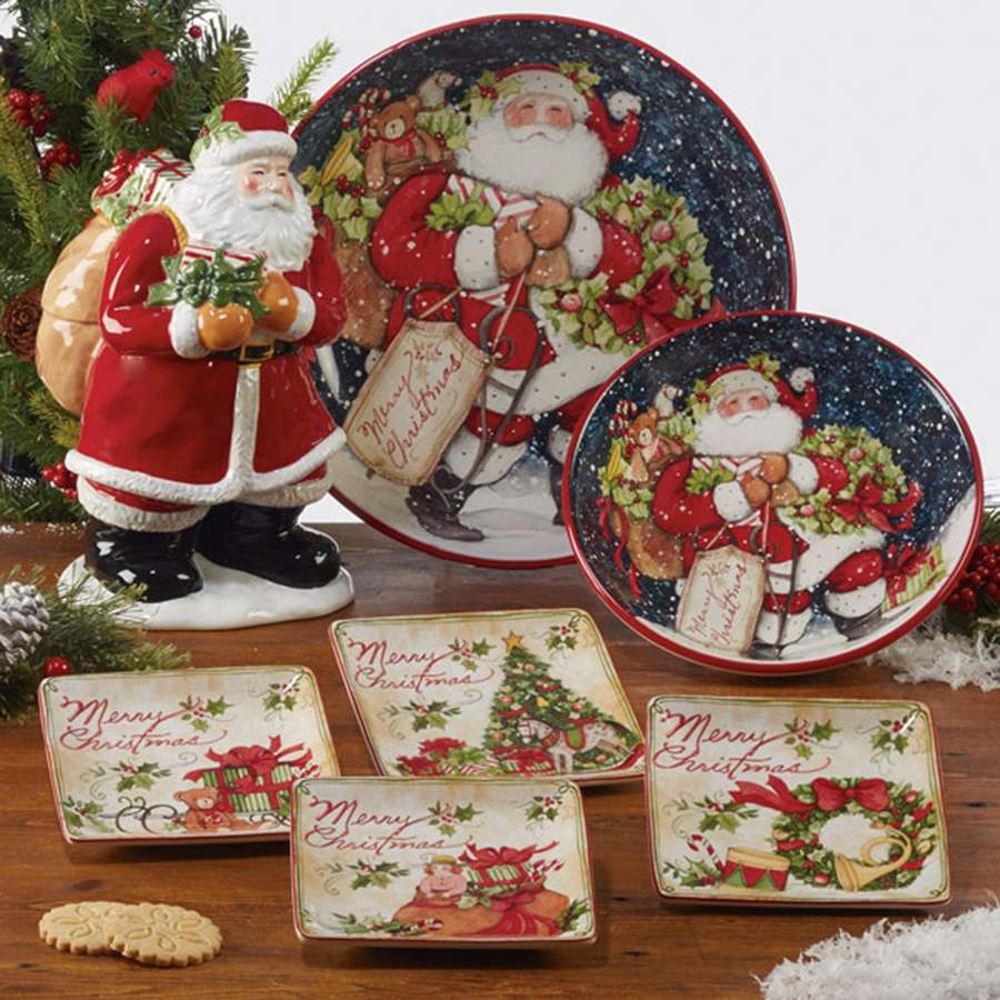 Snowy Night Santa Square Canape Plate by Certified International-1