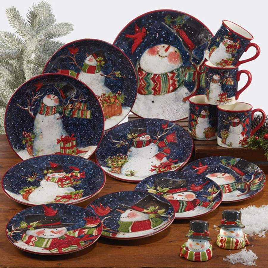 Snowy Night Snowman Dinner Plate by Certified International-1