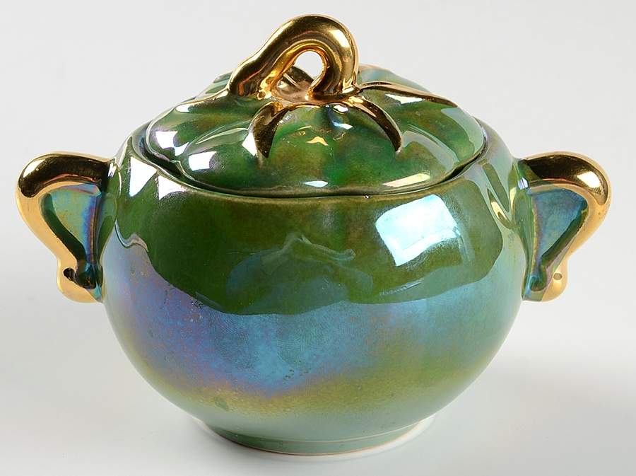 Pantry Parade Green Luster Sugar Bowl & Lid by China & Glass Dist-1