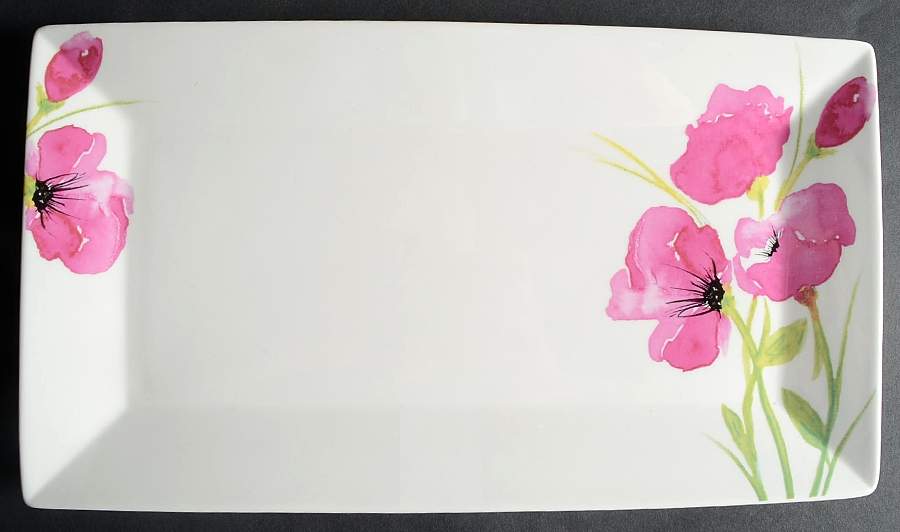 Poppy Pink 14" Rectangular Serving Platter by Ciroa-1