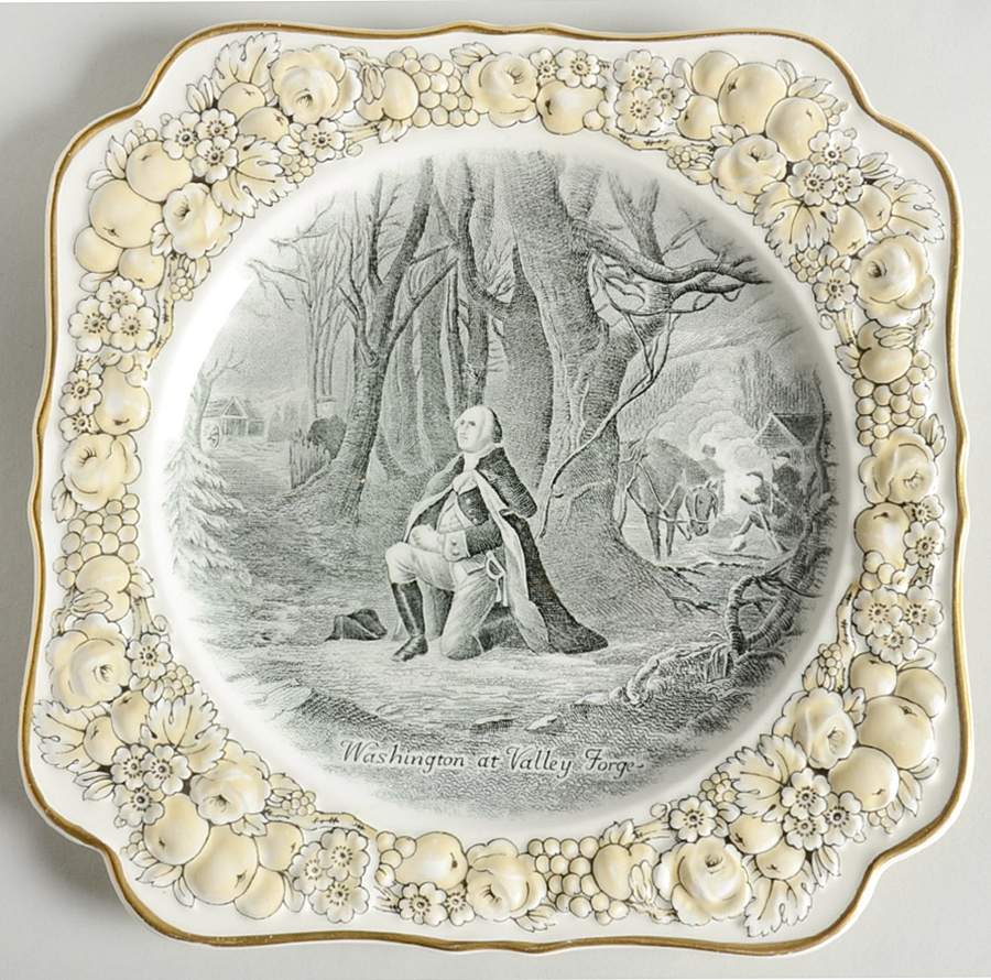 Washington at Valley Forge Square Salad Plate by Crown Ducal-1