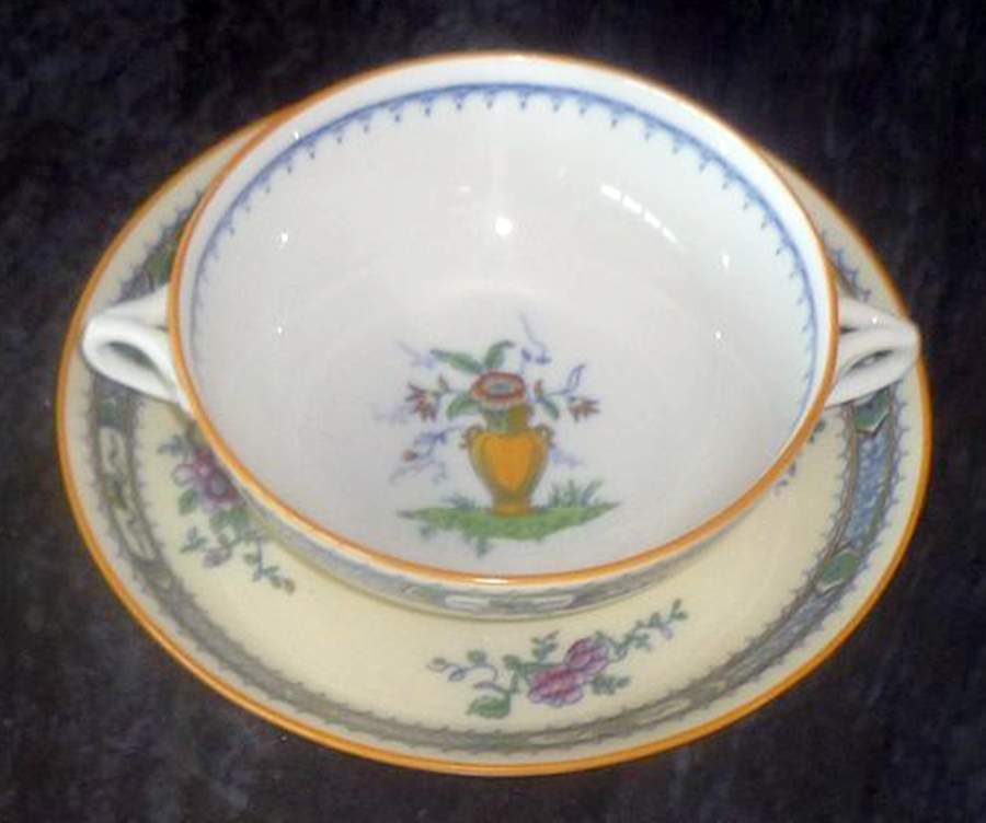 French Noble Flat Cream Soup Bowl & Saucer Set by Coalport-1