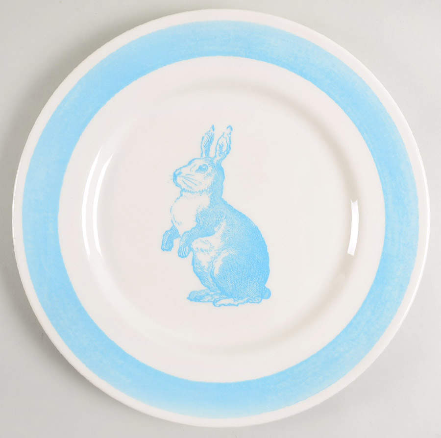 Rabbit Sketch Blue Dinner Plate by Carly Dodsley-1