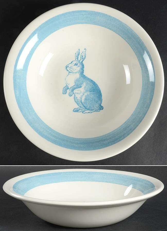 Rabbit Sketch Blue 10" Round Vegetable Bowl by Carly Dodsley-1