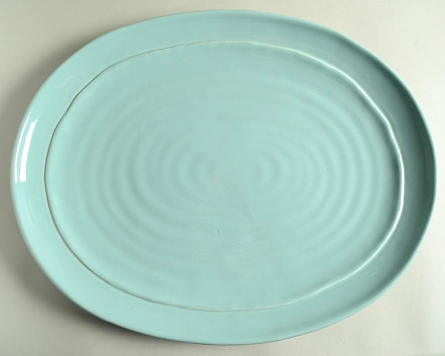 C7I4-Teal 18" Oval Serving Platter by Ceramisia-1