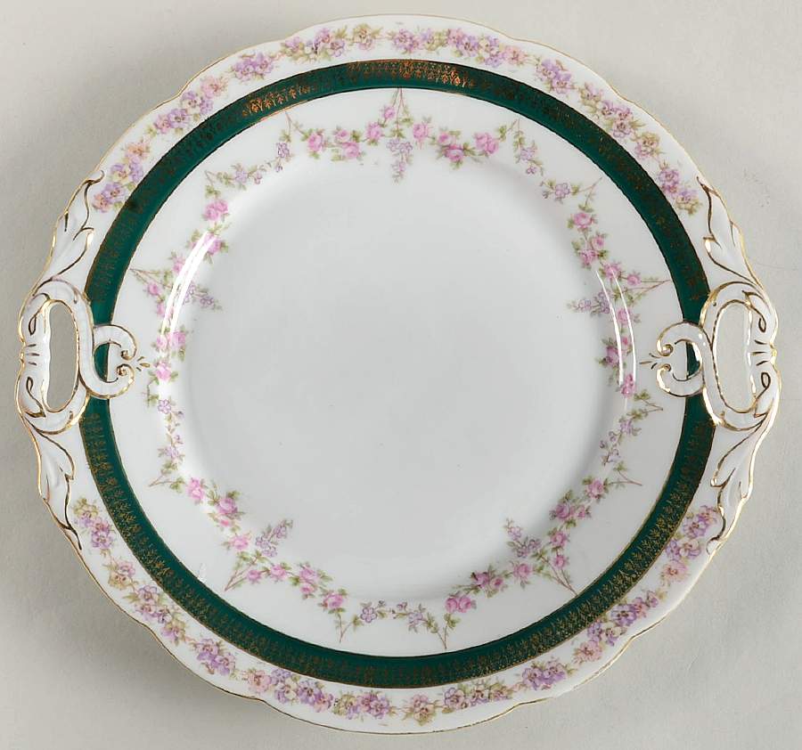 20707-Green Handled Cake Plate by Carl Tielsch-1