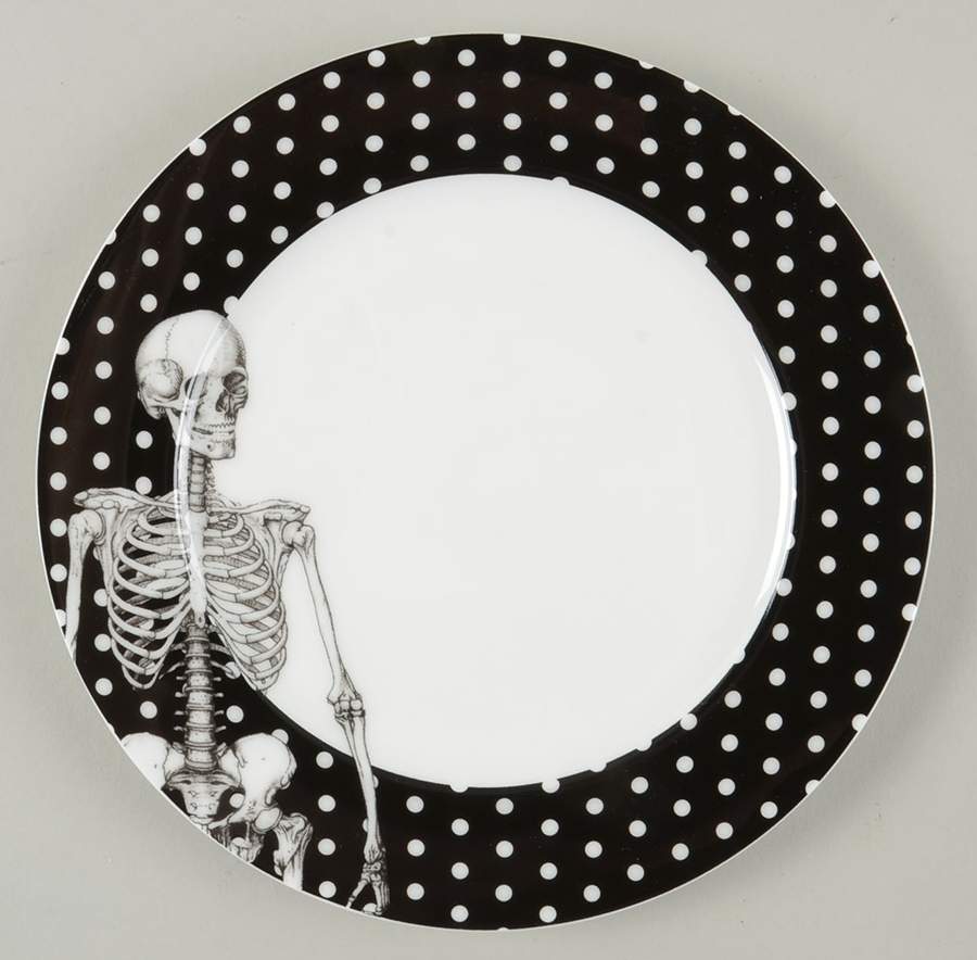 Skeleton (White Dots) Salad Plate by Ciroa-1