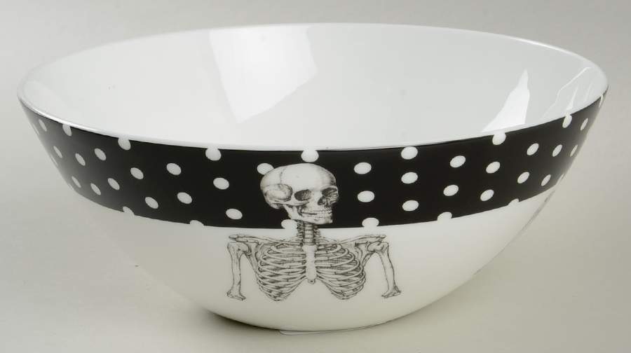 Skeleton (White Dots) Soup/Cereal Bowl by Ciroa-1