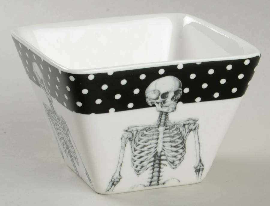 Skeleton (White Dots) Individual Square Appetizer Bowl by Ciroa-1