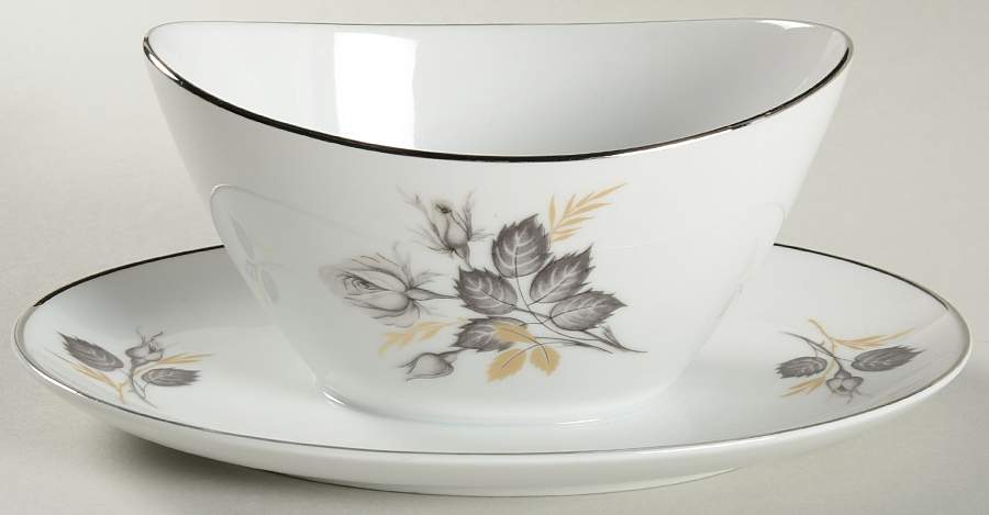 Mystic Rose (Coupe) Gravy Boat with Attached Underplate by Coreling-1