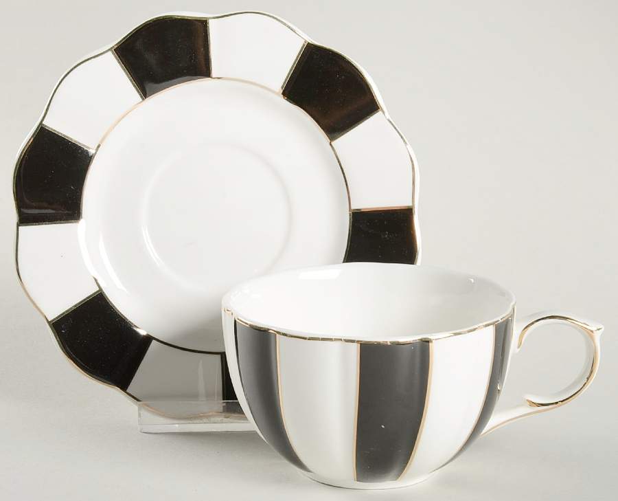 C6Y3 Black Flat Cup & Saucer Set by Cynthia Rowley-1