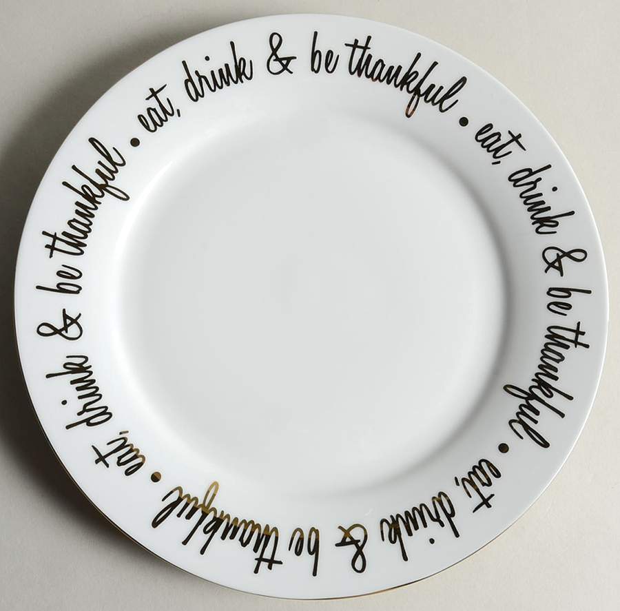 Eat, Drink & Be Thankful Dinner Plate by Ciroa-1