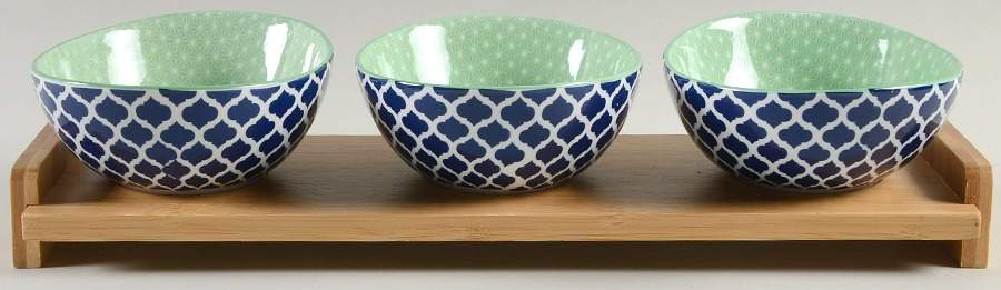 Chelsea (Mix and Match) Dip Bowl Set-3 Bowls W/Wood Base by Certified International-1