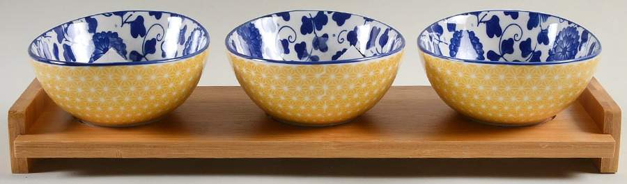 Chelsea (Mix and Match) Dip Bowl Set-3 Bowls W/Wood Base by Certified International-1