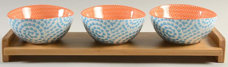 Chelsea (Mix and Match) Dip Bowl Set-3 Bowls W/Wood Base by Certified International-1