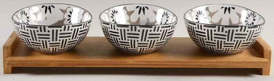 Chelsea (Mix and Match) Dip Bowl Set-3 Bowls with Wood Base by Certified International-1