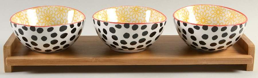 Chelsea (Mix and Match) Dip Bowl Set-3 Bowls W/Wood Base by Certified International-1