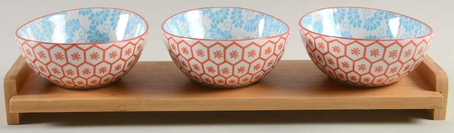 Chelsea (Mix and Match) Dip Bowl Set-3 Bowls with Wood Base by Certified International-1