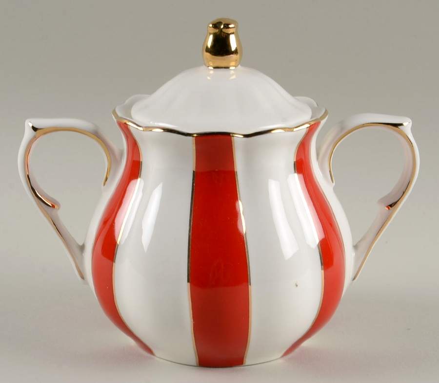 C6Y3 Red Sugar Bowl & Lid by Cynthia Rowley-1
