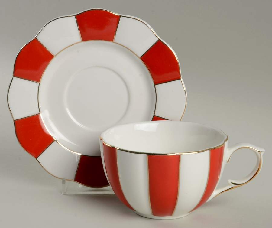C6Y3 Red Flat Cup & Saucer Set by Cynthia Rowley-1