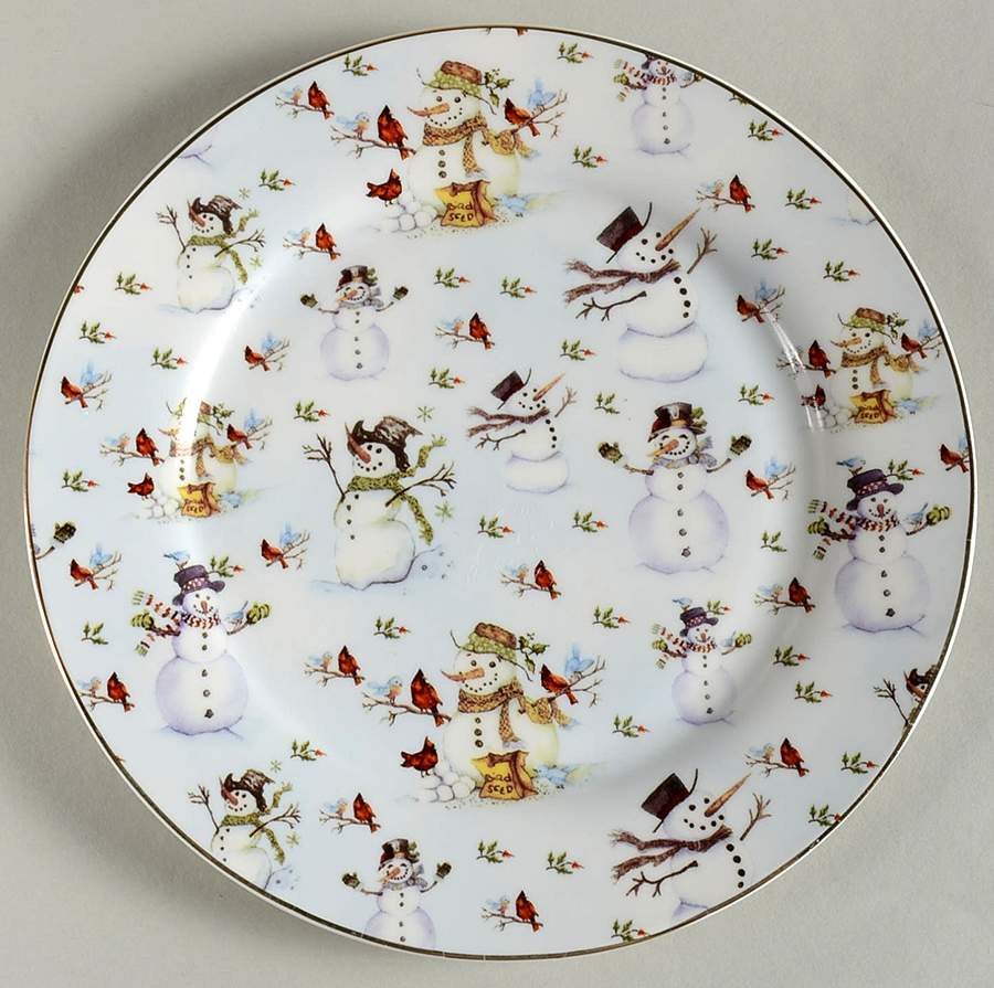 Snowman White Salad/Dessert Plate by Coastline Imports-1