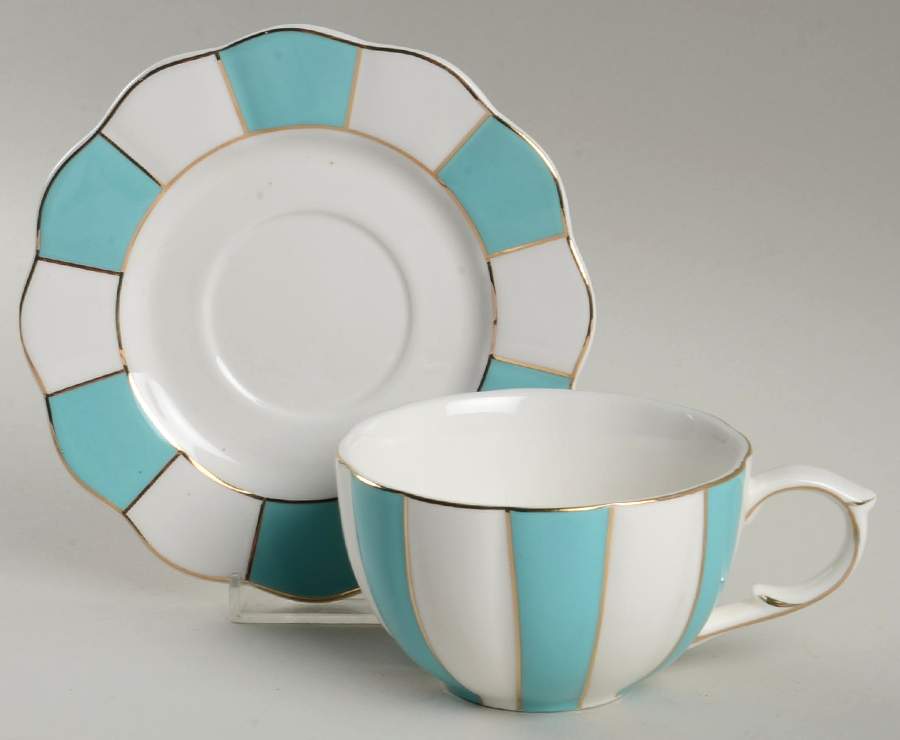 C6Y3 Turquoise Flat Cup & Saucer Set by Cynthia Rowley-1