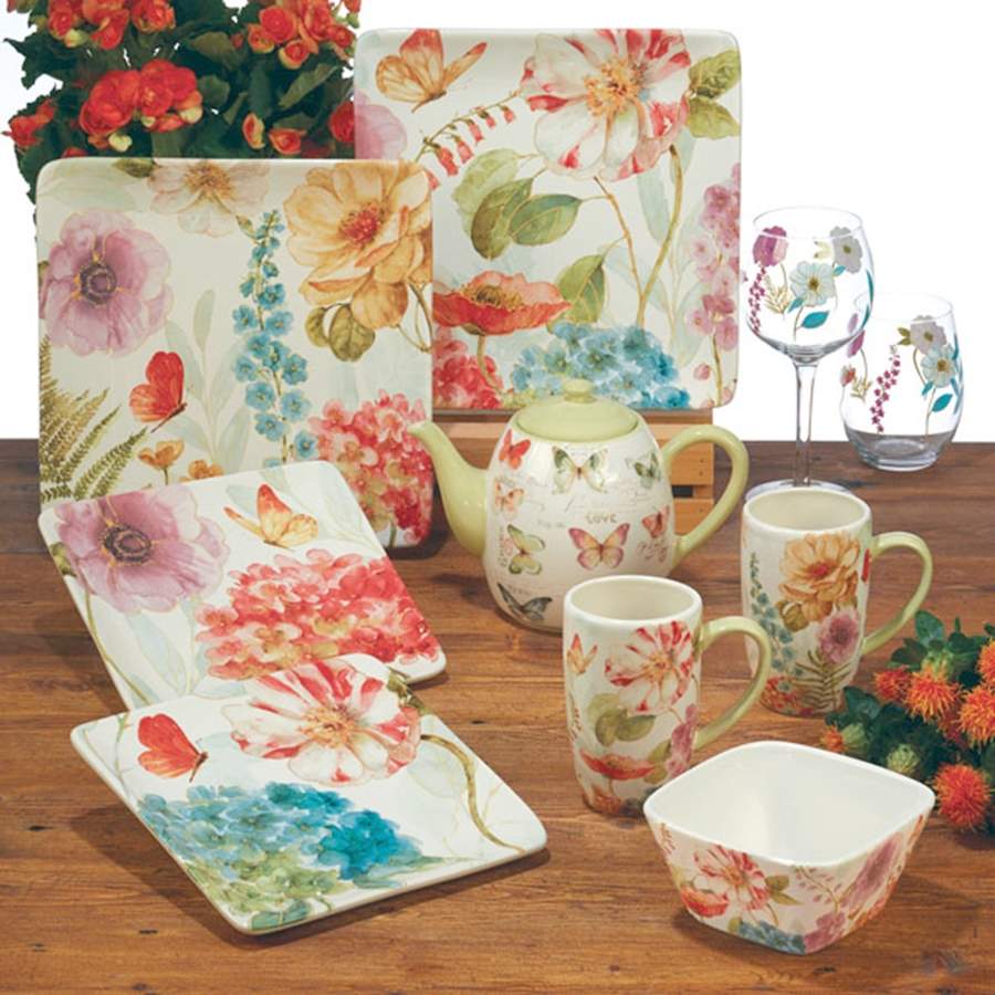 Rainbow Seeds Square Dinner Plate by Certified International-1