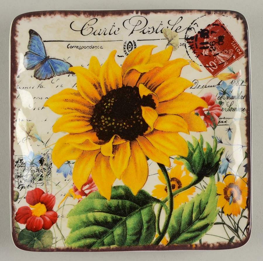 Sunflower Meadow Square Canape Plate by Certified International-1