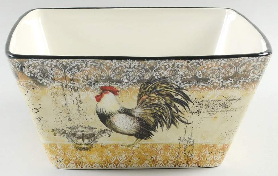 Vintage Rooster 10" Square Serving Bowl by Certified International-1