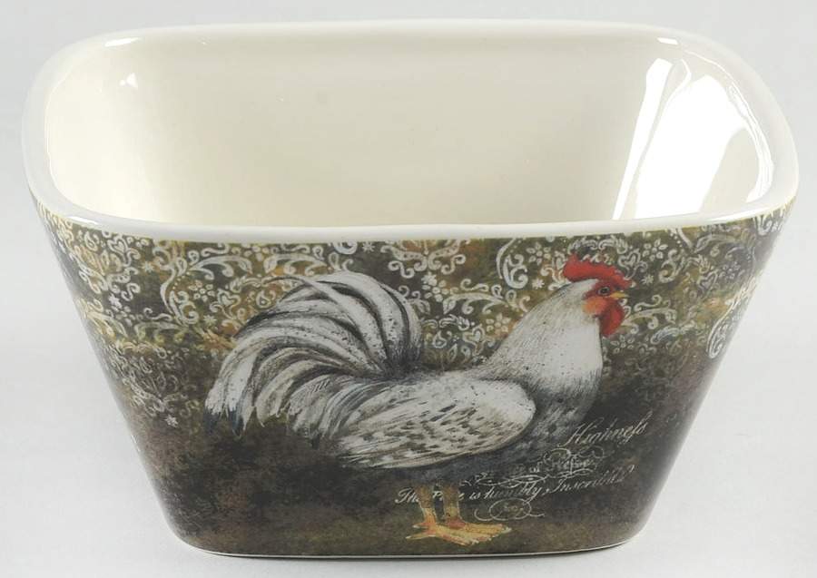 Vintage Rooster Individual Square Ice Cream Dish by Certified International-1