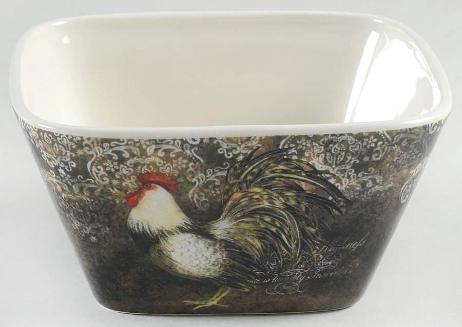 Vintage Rooster Individual Square Ice Cream Dish by Certified International-1