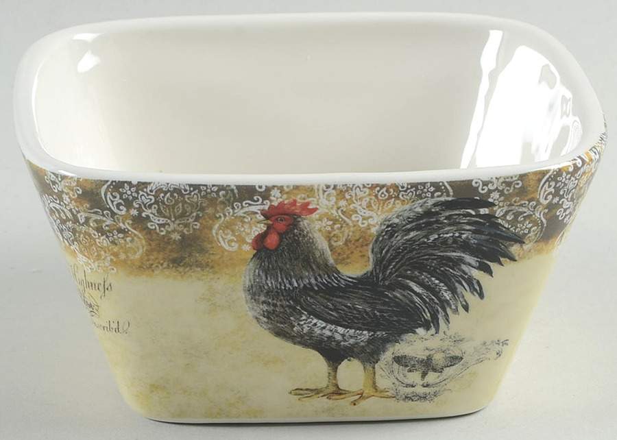 Vintage Rooster Individual Square Ice Cream Dish by Certified International-1