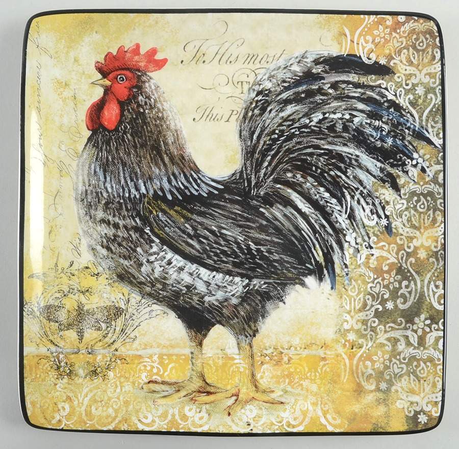 Vintage Rooster Square Dinner Plate by Certified International-1