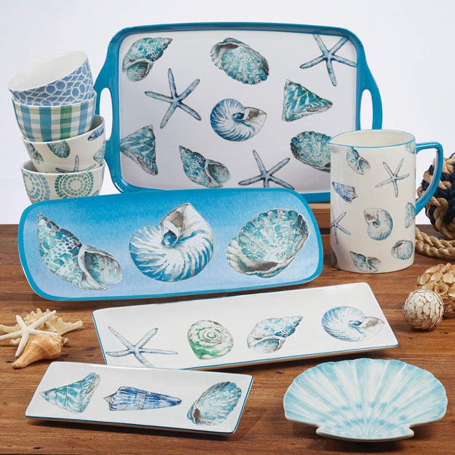 Sea Finds 19" Rectangular Handled Serving Melamine Tray by Certified International-1