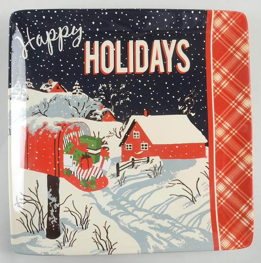 Retro Christmas 12" Square Serving Platter by Certified International-1