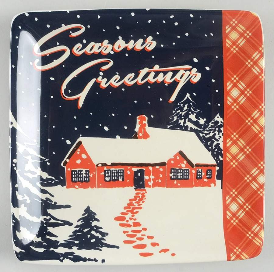 Retro Christmas Square Canape Plate by Certified International-1