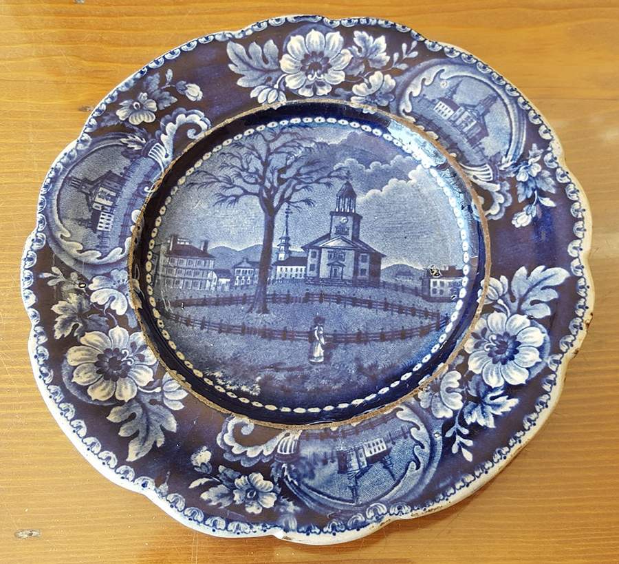 Winter View of Pittsfield Mass Dinner Plate by Clews (Staffordshire)-1