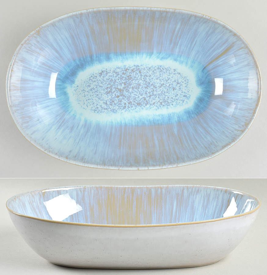 Ibiza Sea (Aqua) 12" Oval Serving Bowl by Casafina-1