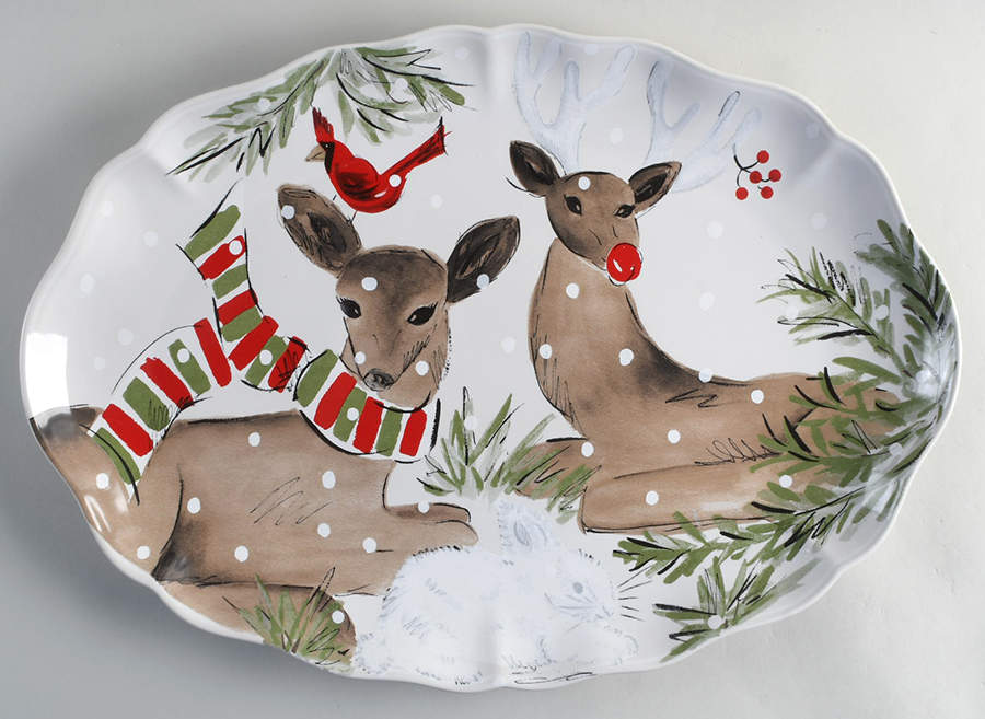 Deer Friends 19" Oval Serving Platter by Casafina-1
