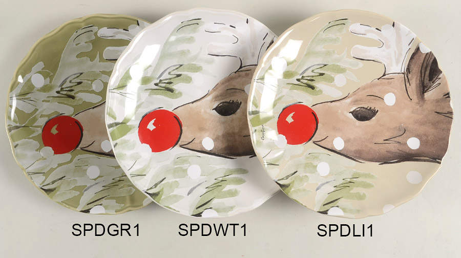 Deer Friends Salad Dessert Plate with Linen Background by Casafina-1
